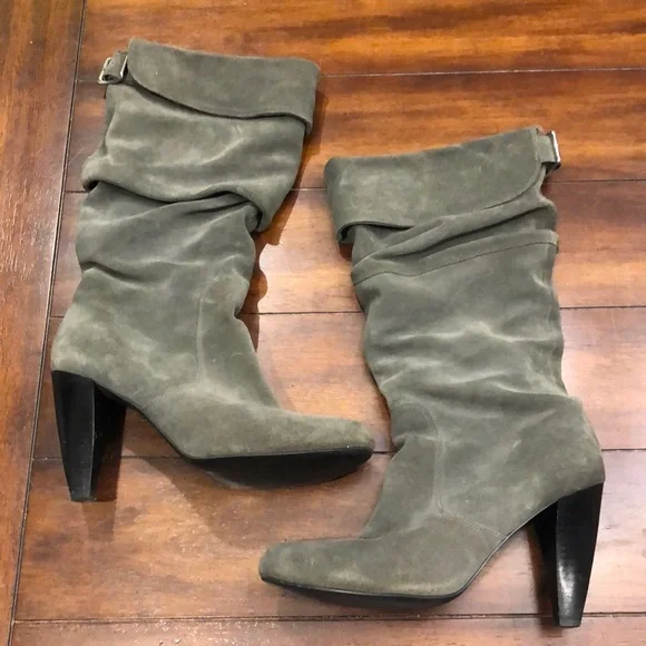 Steve Madden | Shoes | Grey Suede Slouchy Fold Over Stacked